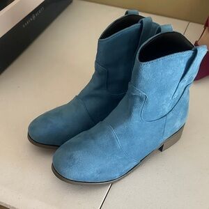 Blue Suede Ankle Boots
